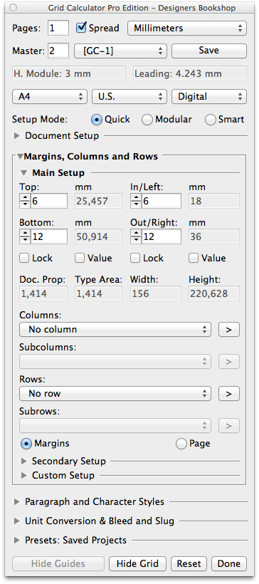 Type Area Proportions